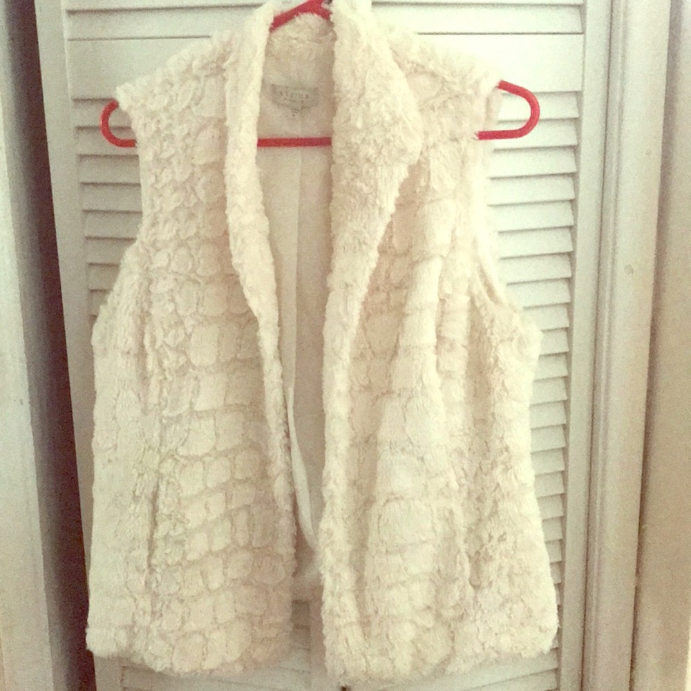 Off white faux fur vest